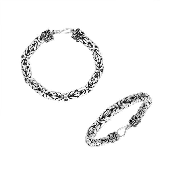 AB-1117-S-7" Sterling Silver Bracelet With Plain Silver Jewelry Bali Designs Inc 