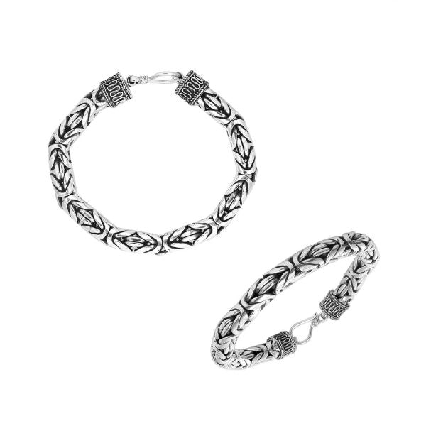 AB-1117-S-8" Sterling Silver Bracelet With Plain Silver Jewelry Bali Designs Inc 