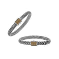 925 sterling silver woven Bali bracelet with Citrine Quartz clasp and oxidized finish.
