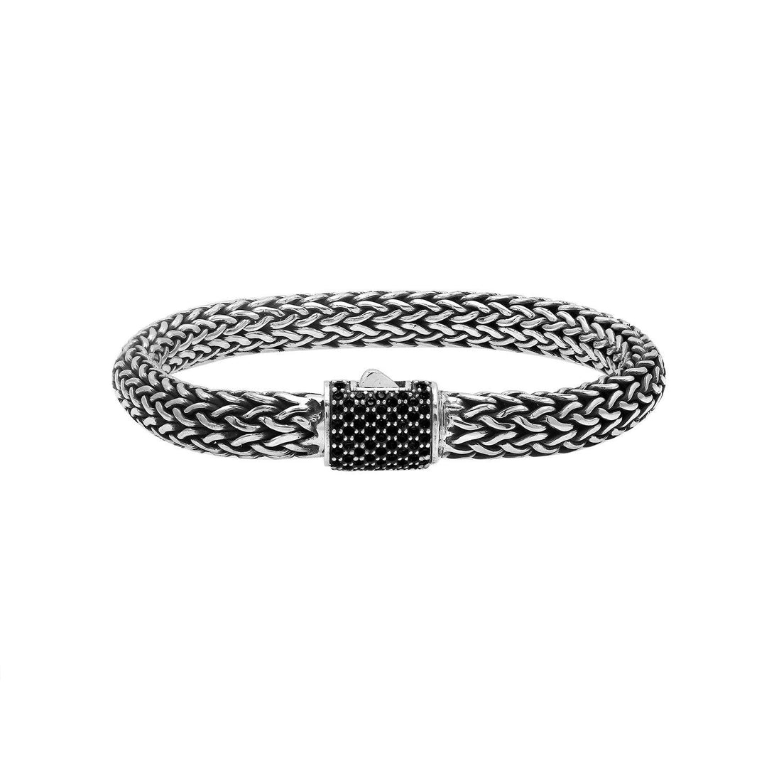 AB-1121-CZB-7.5" Sterling Silver Bracelet With Black Cubic Zirconia Jewelry Bali Designs Inc 