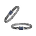 925 sterling silver woven Bali bracelet with Sapphire Quartz clasp and oxidized finish.