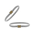 Handwoven 925 sterling silver 4x6 mm Bali bracelet with Citrine Quartz clasp and oxidized finish.