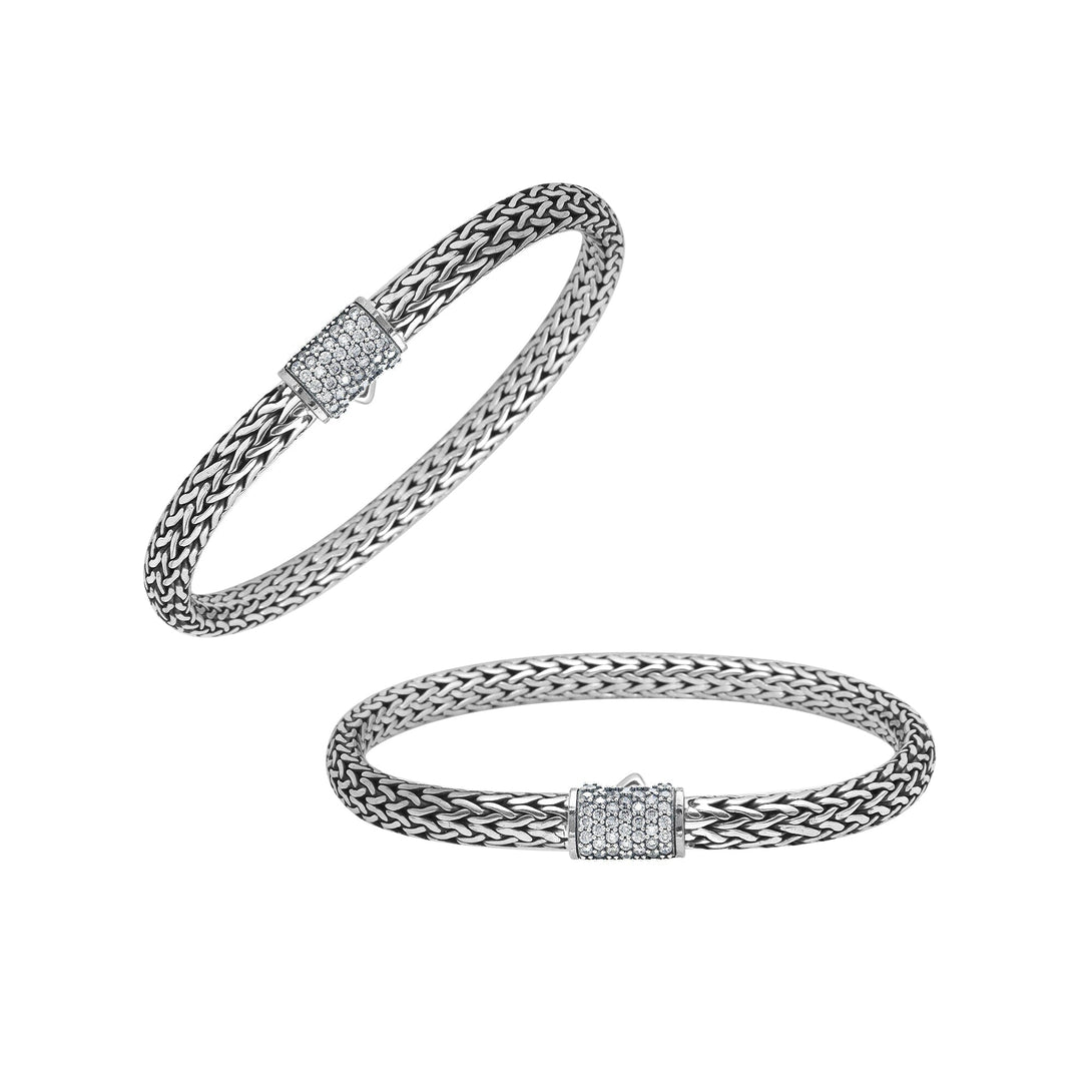 AB-1122-CZW-7" Sterling Silver Bracelet With White Cubic Zirconia Jewelry Bali Designs Inc 