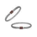 Handwoven 925 sterling silver 4x6 mm Bali bracelet with Garnet Quartz clasp and oxidized finish.