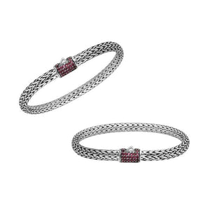 Sterling silver braided bracelet with Ruby Quartz barrel clasp for wholesale