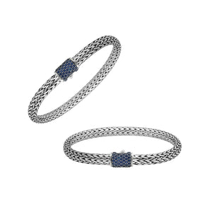 Sterling silver braided bracelet with Sapphire Quartz barrel clasp for wholesale