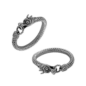 Sterling silver braided bracelet with single dragon head clasp for wholesale