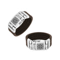 Sterling silver bracelet with brown braided leather and engraved box clasp for wholesale