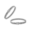 Sterling silver braided bracelet with 3x8 mm chain and push clasp handcrafted in Bali.