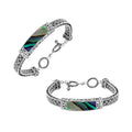 Sterling silver bracelet with Abalone Shell inlay and toggle lock handcrafted in Bali.