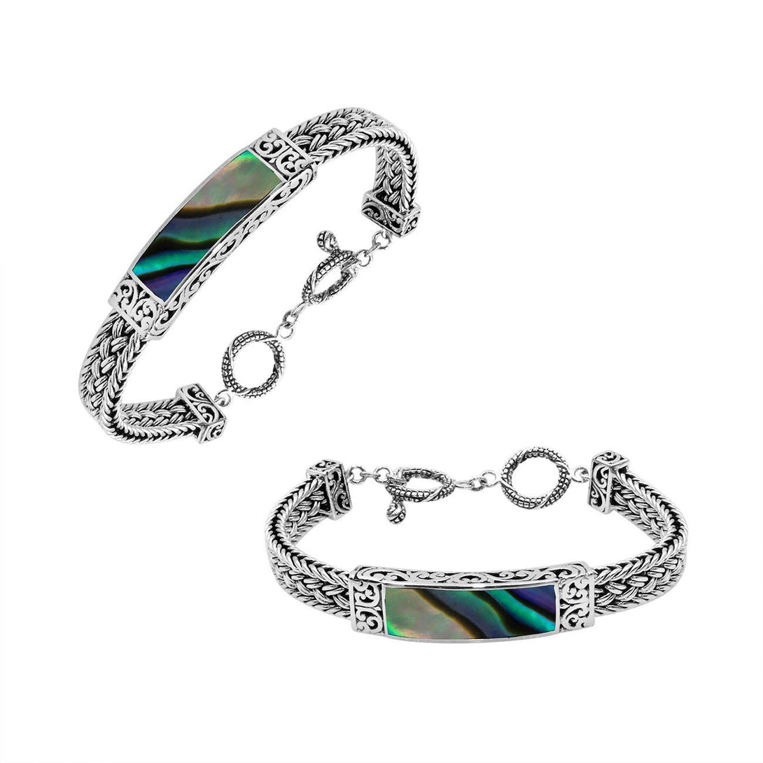 AB-1148-AB-7.5" Sterling Silver Bracelet With Abalone Shell Jewelry Bali Designs Inc 