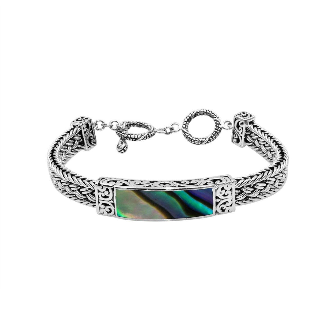AB-1148-AB-8.5" Sterling Silver Bracelet With Abalone Shell Jewelry Bali Designs Inc 