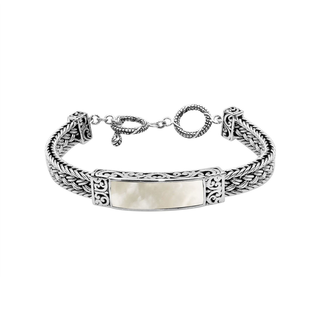 AB-1148-MOP-7.5" Sterling Silver Bracelet With Mother of Pearl Jewelry Bali Designs Inc 