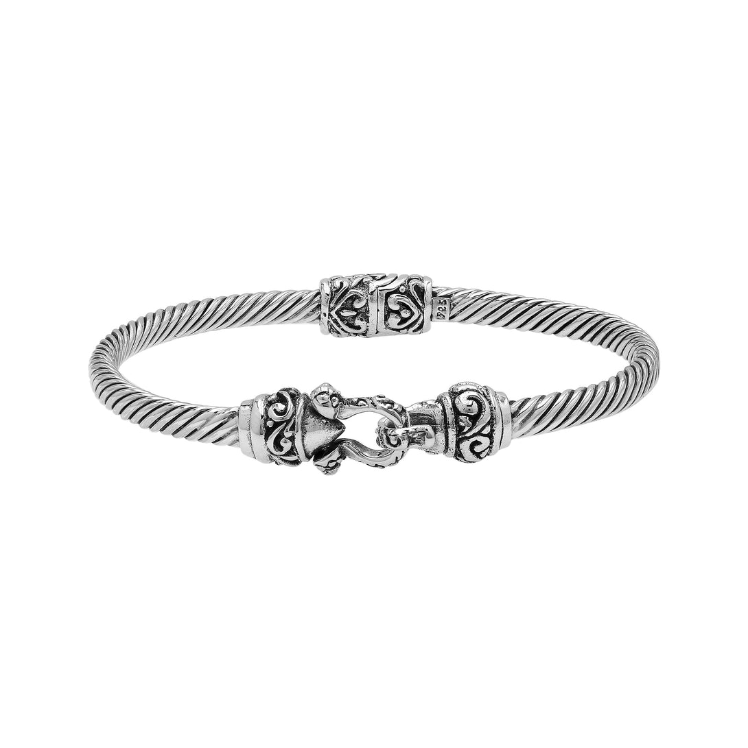 AB-1150-S Sterling Silver Bracelet With Plain Silver Jewelry Bali Designs Inc 
