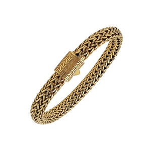18K Solid Gold Braided Chain Bracelet With Push Lock