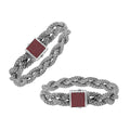 Sterling Silver Twisted Chain Bracelet With Garnet Quartz And Push Clasp