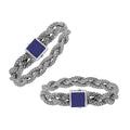 Sterling Silver Twisted Chain Bracelet With Sapphire Quartz And Push Clasp