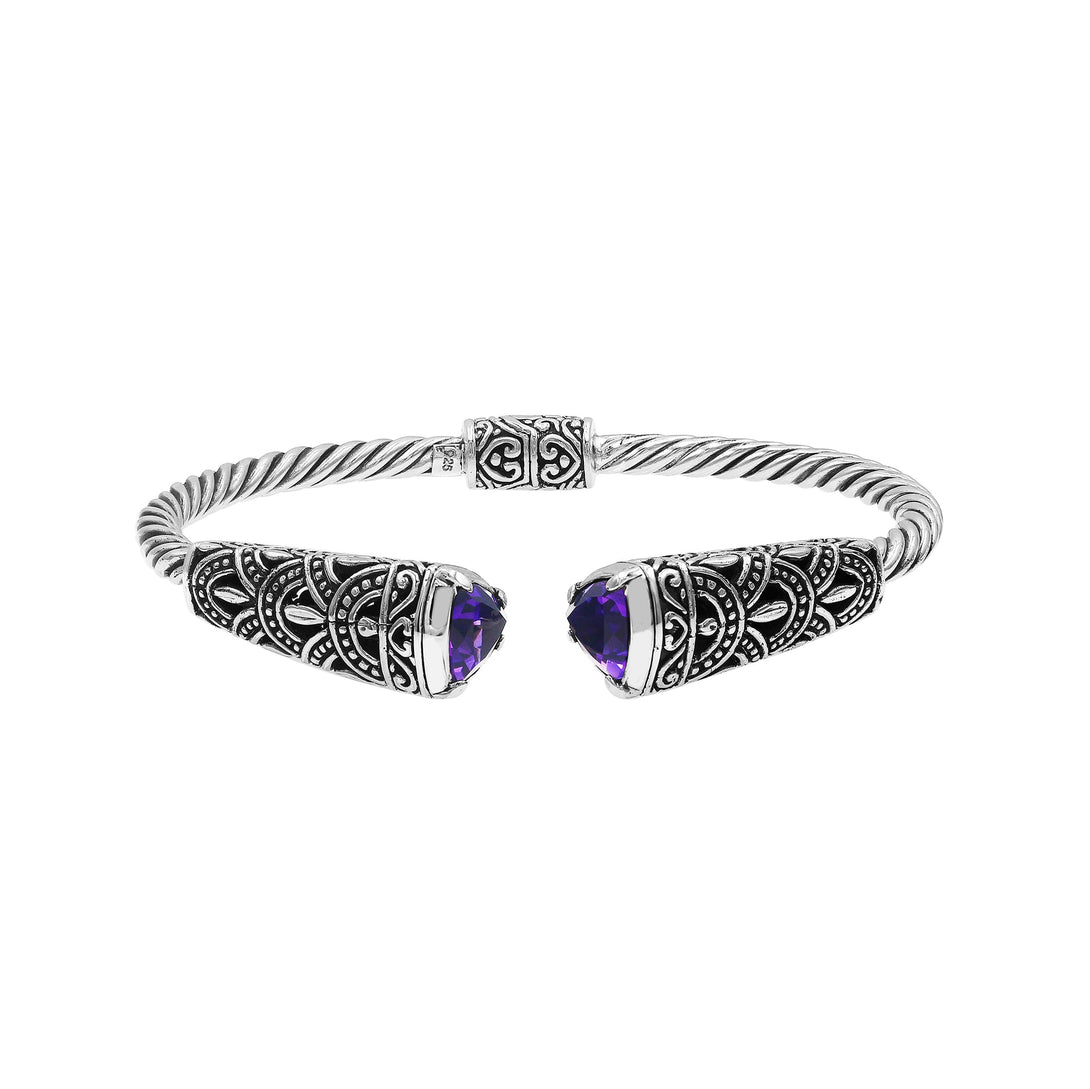 AB-1160-AM Sterling Silver Bangle With Amethyst Q. Jewelry Bali Designs Inc 