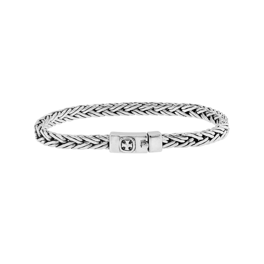 AB-1172-S-7.5" Sterling Silver Bracelet with Plain Silver Jewelry Bali Designs Inc 