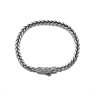 Sterling silver curb chain bracelet with textured box clasp handcrafted in Bali