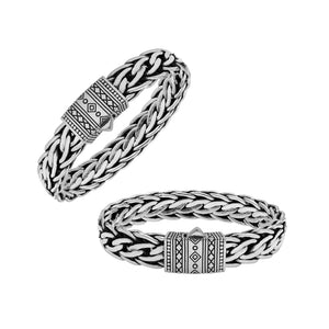 925 Sterling Silver Push Clasp Bracelet With 5X12MM Chain On White Background