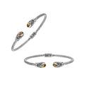 Sterling silver twisted rope bangle with citrine quartz stones handcrafted design.
