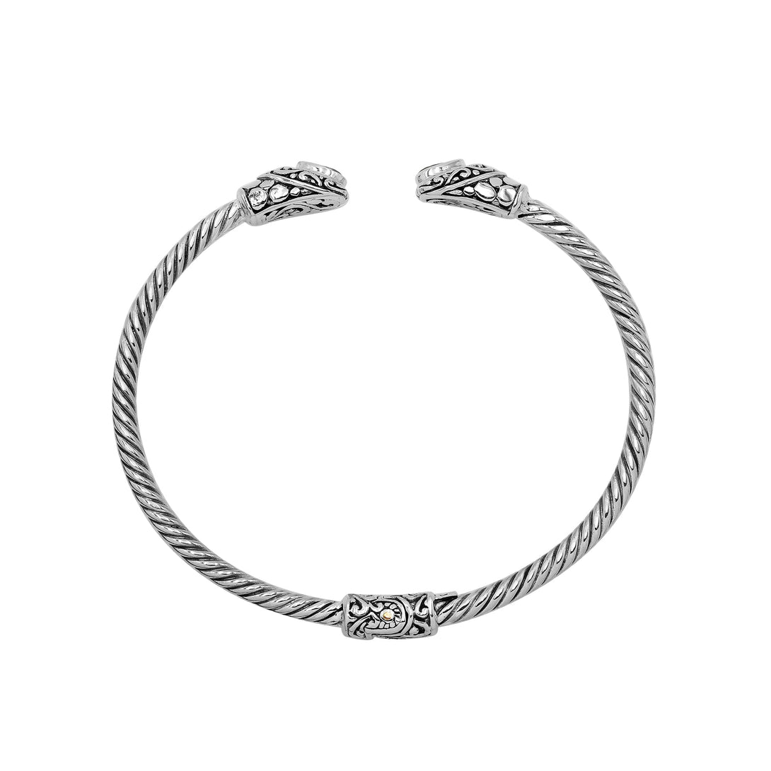 AB-1198-GA Sterling Silver Bangle With Garnet Pears Jewelry Bali Designs Inc 