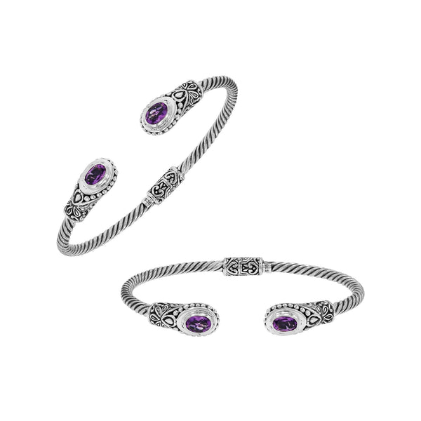 AB-1203-AM Sterling Silver Bangle With Amethyst Q. Jewelry Bali Designs Inc 
