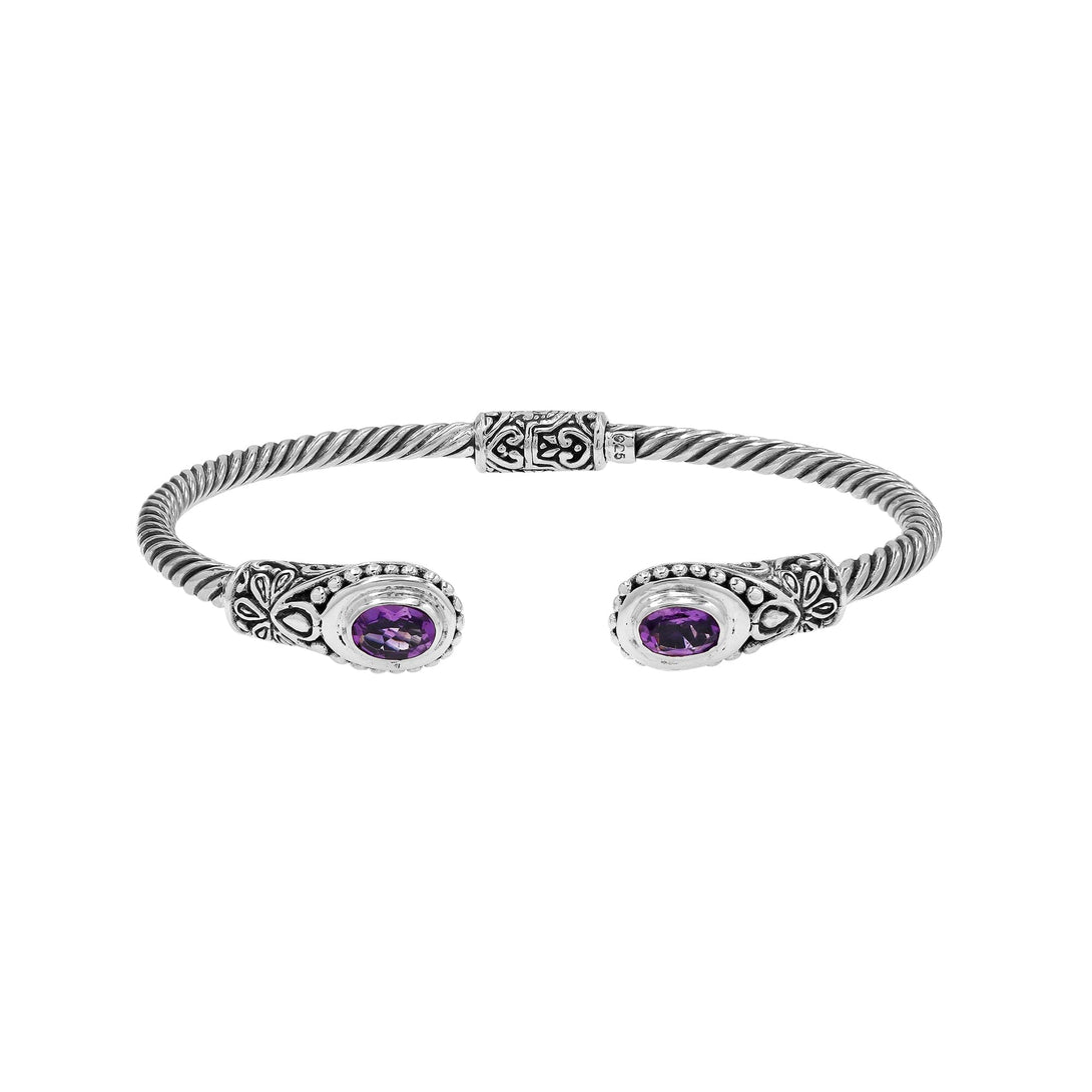 AB-1203-AM Sterling Silver Bangle With Amethyst Q. Jewelry Bali Designs Inc 