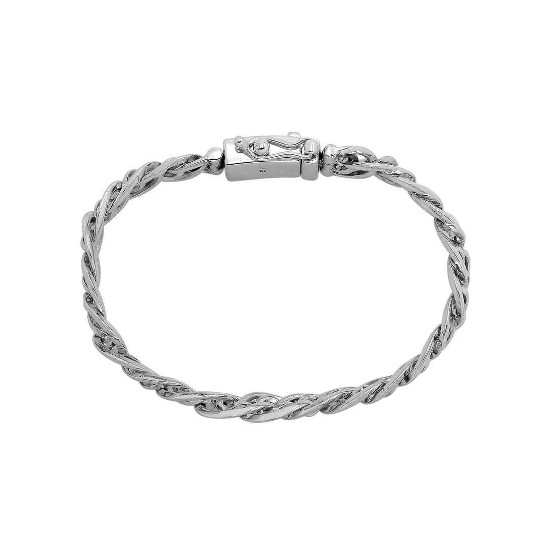 AB-1209-S-8.5" Sterling Silver Bracelet With Plain Silver Jewelry Bali Designs Inc 
