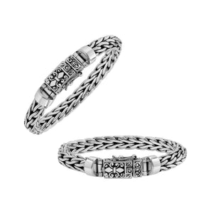 Silver Woven Chain Bracelet With Ornate Box Clasp In 925 Sterling Silver For Wholesale