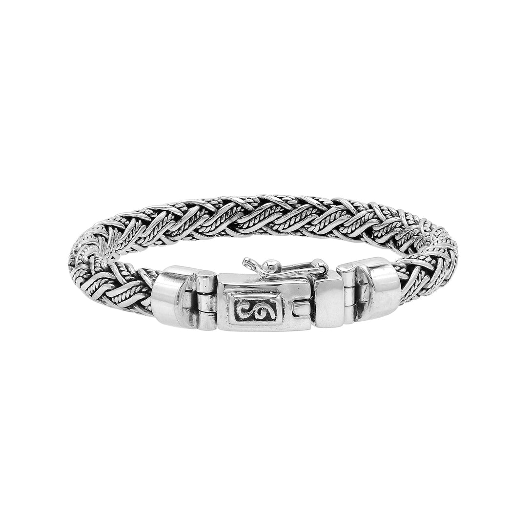 AB-1216-S-7'' Sterling Silver Bracelet With Plain Silver Jewelry Bali Designs Inc 