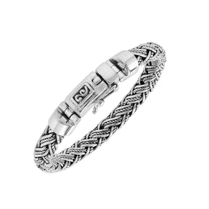 Silver Woven Chain Bracelet With Box Clasp And Safety Latch In 925 Sterling Silver For Wholesale