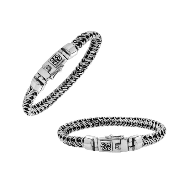 AB-1217-S-7'' Sterling Silver Bracelet With Plain Silver Jewelry Bali Designs Inc 