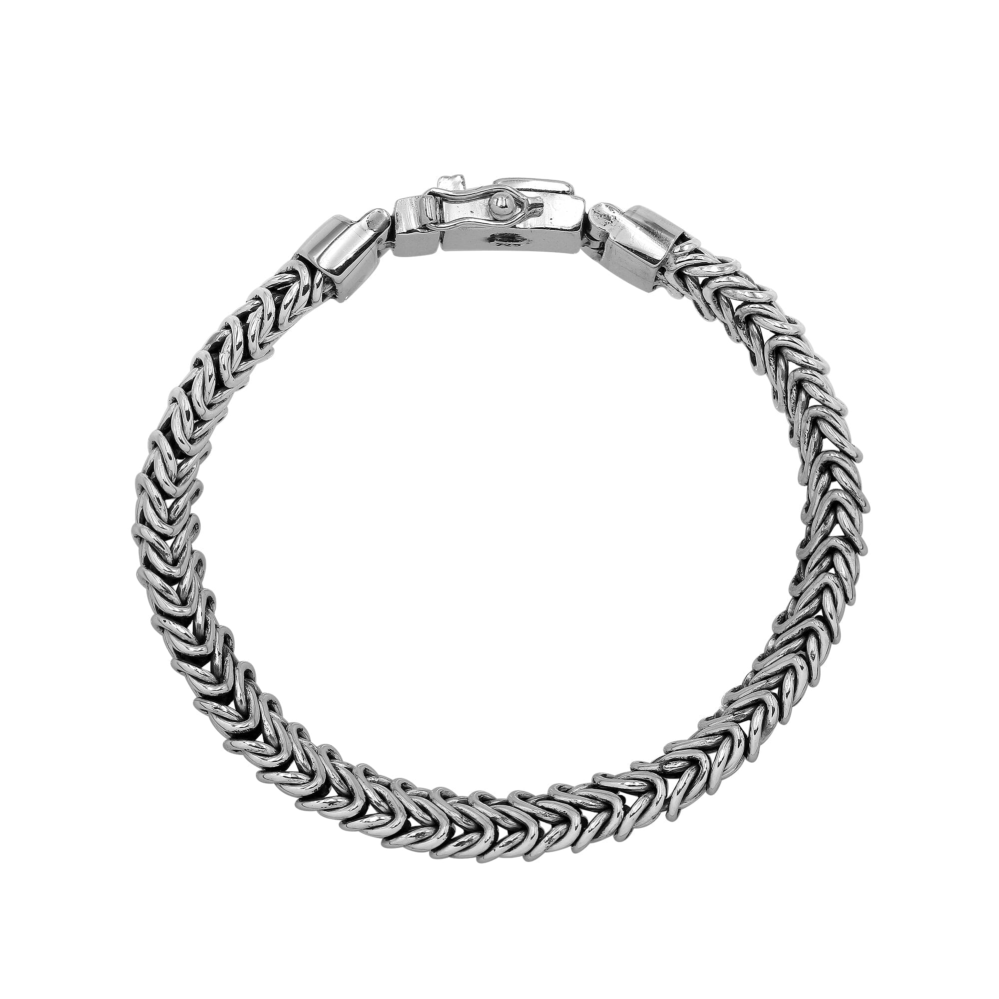 Silver Woven Chain Bracelet With Box Clasp And Safety Latch In 925 Sterling Silver For Wholesale