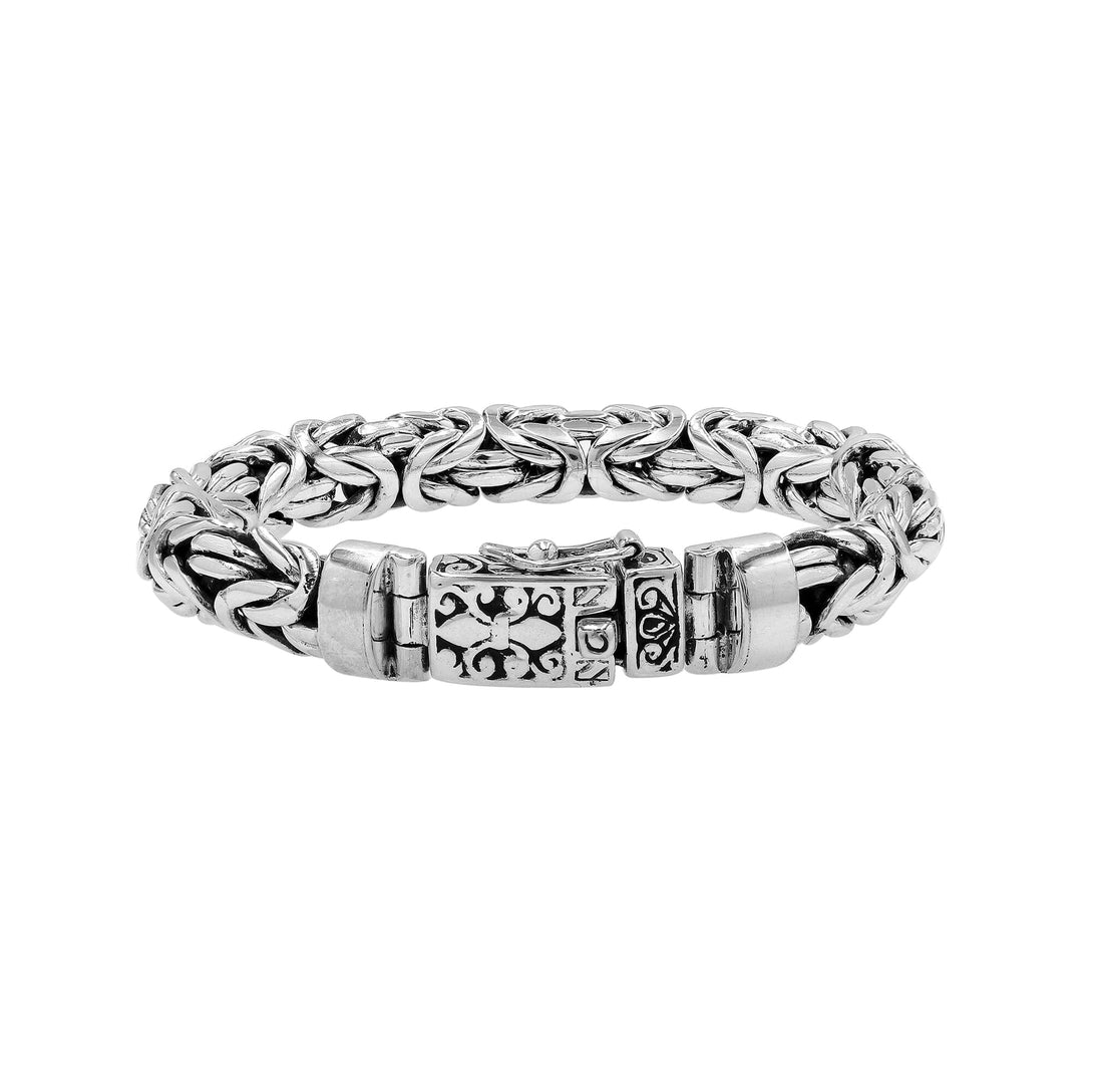 AB-1218-S-8.5" Sterling Silver Bracelet With Plain Silver Jewelry Bali Designs Inc 