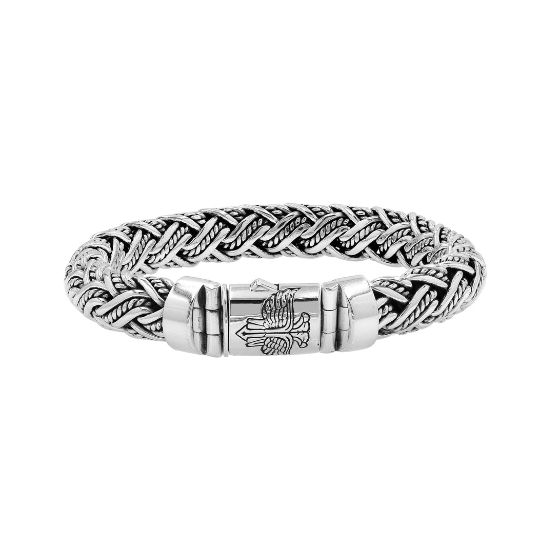 AB-1223-S-9" Sterling Silver Bracelet With Plain Silver Jewelry Bali Designs Inc 