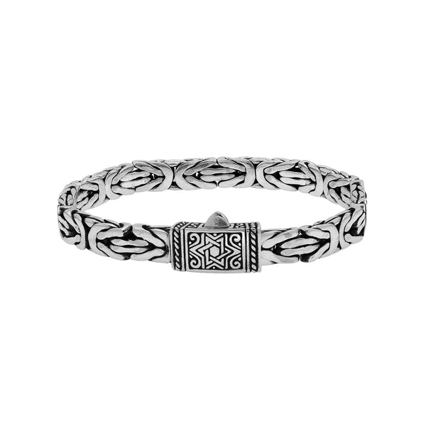 AB-1226-S-8" Sterling Silver Bracelet With Plain Silver Jewelry Bali Designs Inc 