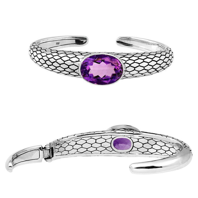 AB-6026-AM Sterling Silver Bangle With Amethyst Q. Jewelry Bali Designs Inc 