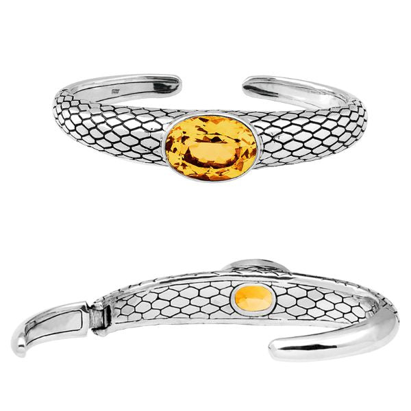 AB-6026-CT Sterling Silver Bangle With Citrine Q. Jewelry Bali Designs Inc 