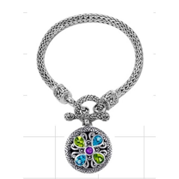 AB-6052-CO1 Sterling Silver Bracelet With Amethyst, Blue Topaz, Peridot Jewelry Bali Designs Inc 