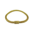 18K gold rounded woven chain bracelet with push clasp lock and polished handcrafted finish.