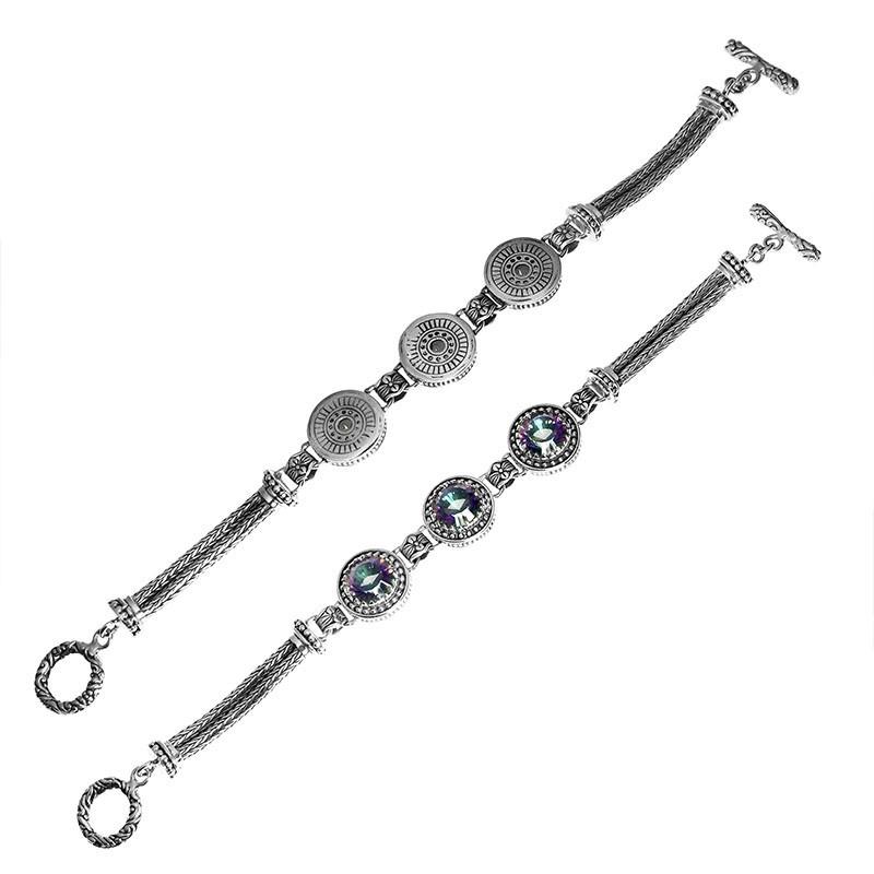 AB-6134-MT Sterling Silver Bracelet With Mystic Quartz Jewelry Bali Designs Inc 
