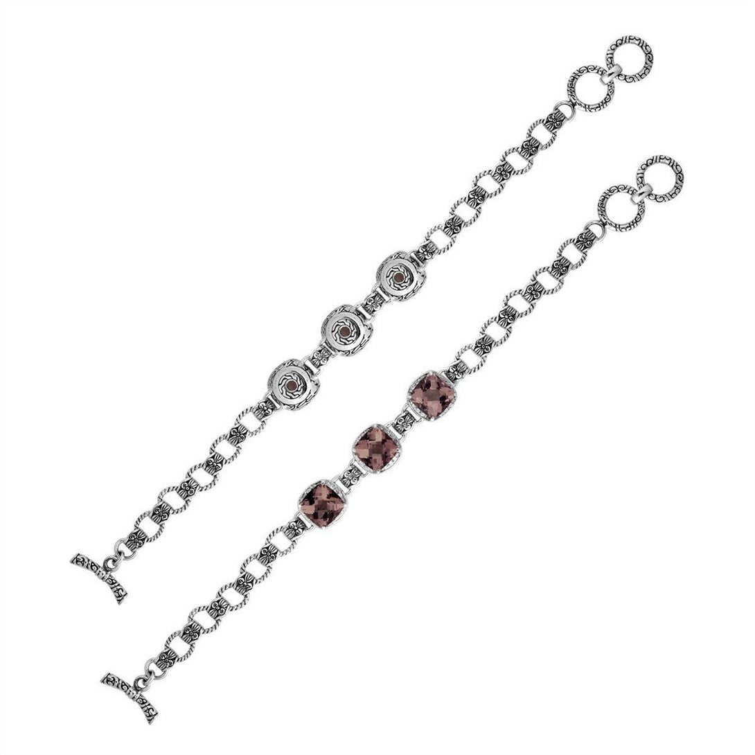 AB-6145-ST Sterling Silver Bracelet With Smokey Quartz Jewelry Bali Designs Inc 