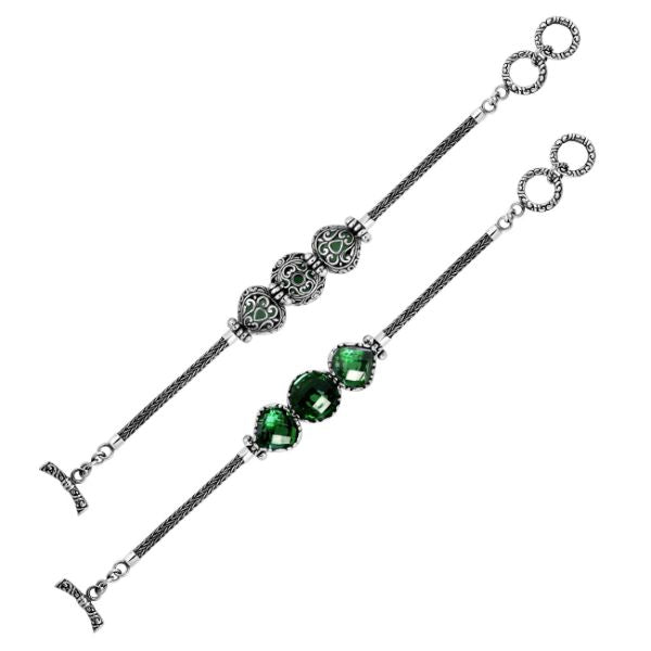 AB-6148-GQ Sterling Silver Bracelet With Green Quartz Jewelry Bali Designs Inc 