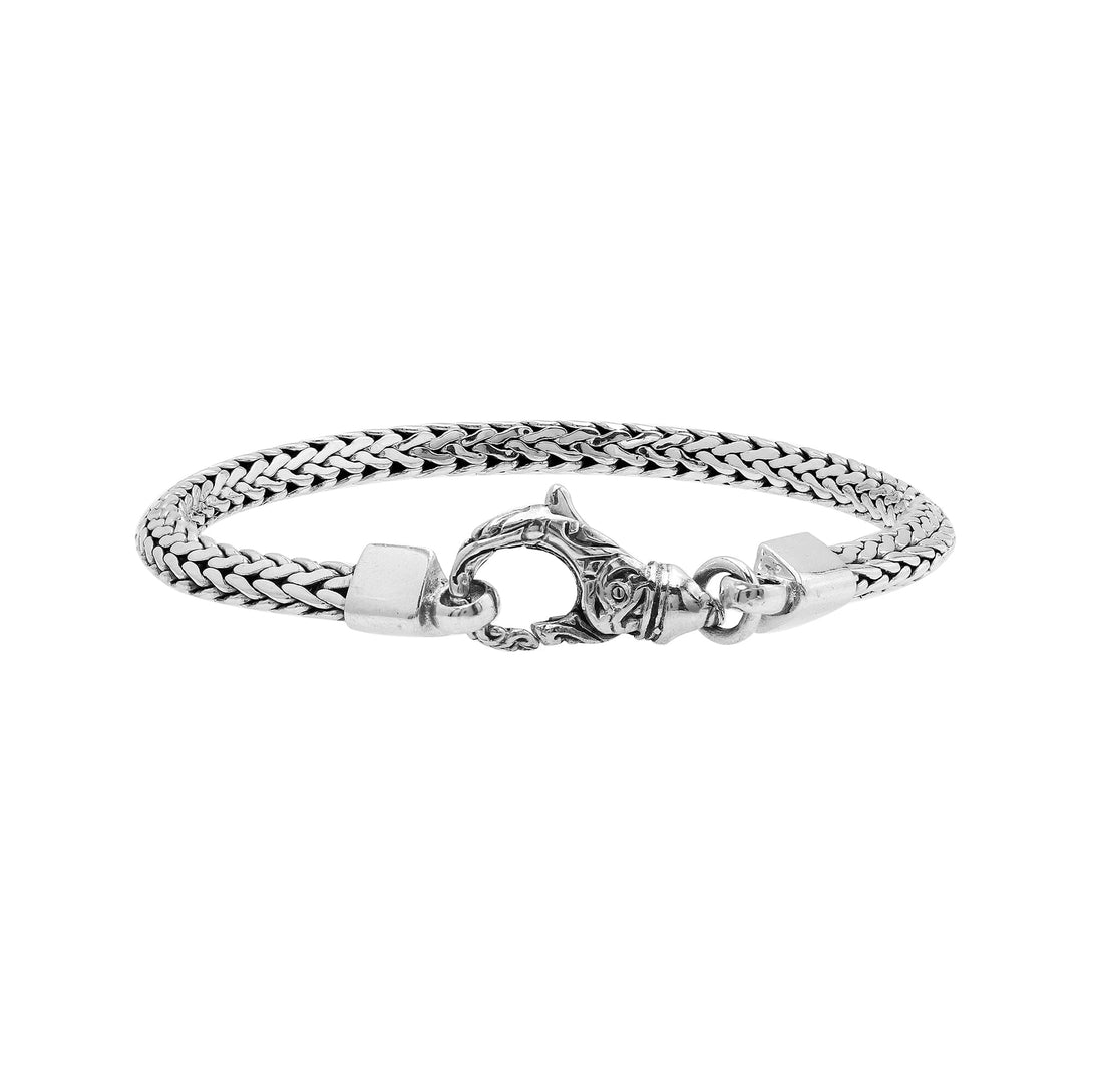 AB-6330-S-4MM-7" Sterling Silver Bracelet With Plain Silver Jewelry Bali Designs Inc 