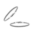 Wholesale sterling silver bracelet featuring a 4MM artisan-woven chain design with polished oxidized details and a decorative lobster lock for secure fastening.