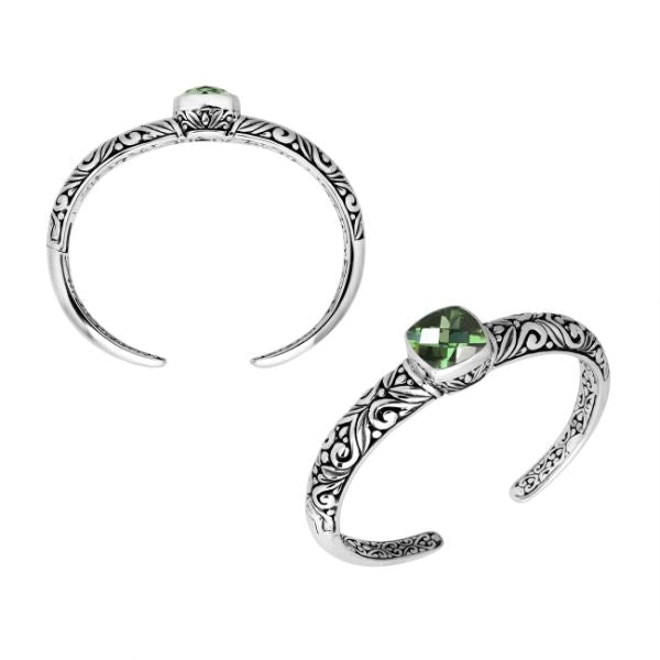 AB-8004-GAM Sterling Silver Bangle With Green Amethyst Q. Jewelry Bali Designs Inc 