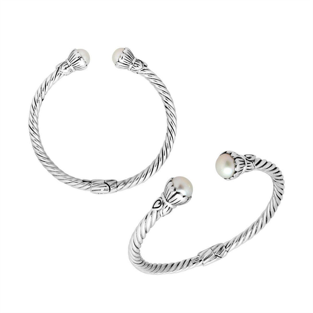 AB-9003-PE Sterling Silver Bangle With Mabe Pearl Jewelry Bali Designs Inc 