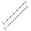 Wholesale sterling silver bracelet featuring alternating Mabe Pearl and Amethyst quartz gemstones in decorative round links with oxidized detailing and a secure toggle lock closure.